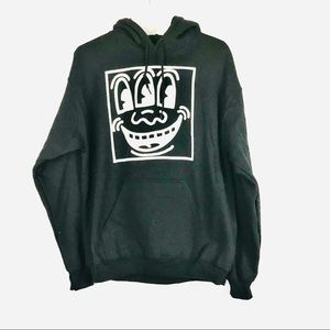 NWOT Keith Haring Smiley Black Hoodie Sweater